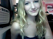Blonde bimbo strips naked on cam